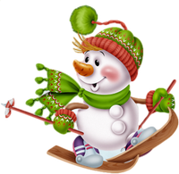a cute snowman skiing